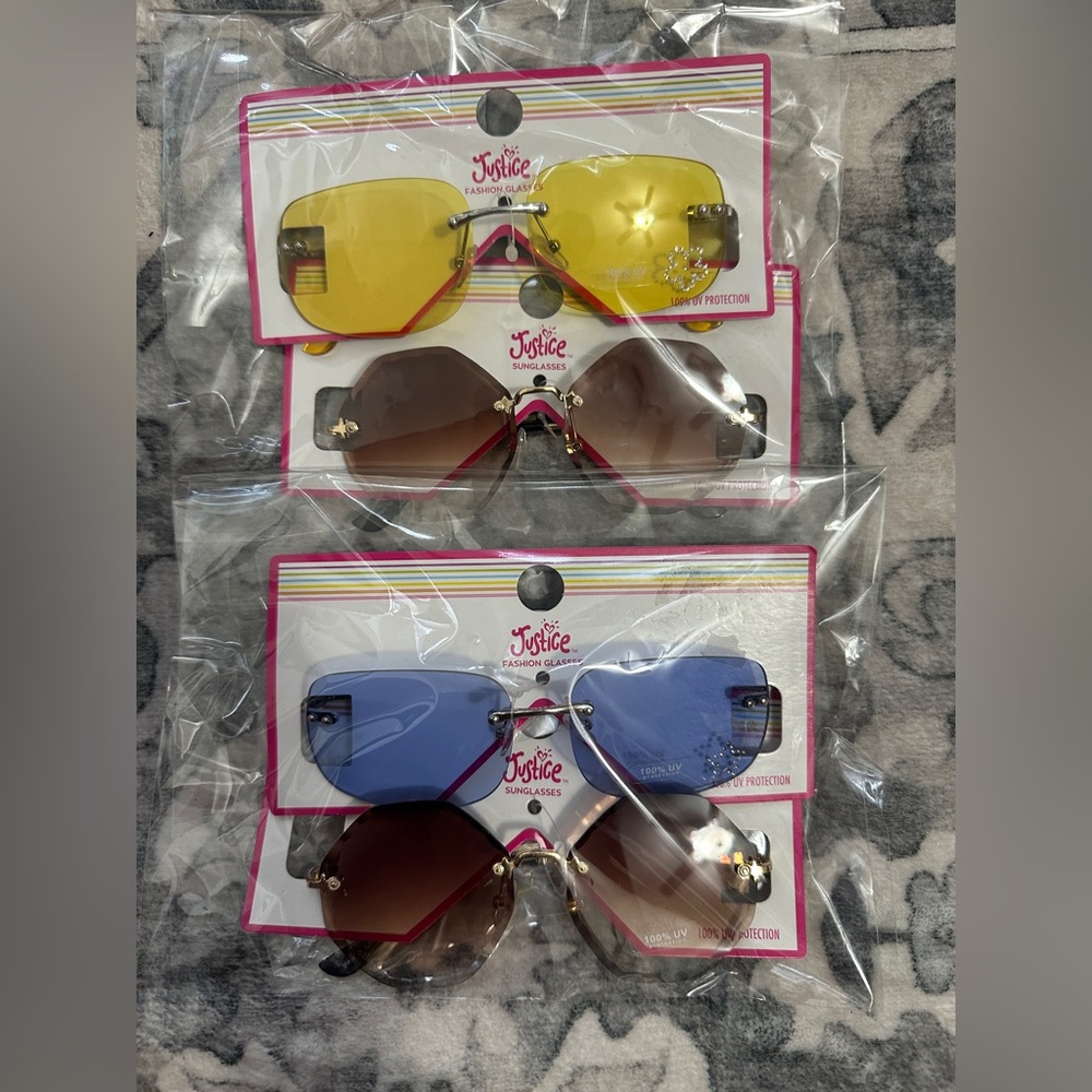 Justice Kids Sunglasses Trio - Yellow, Blue, Brown